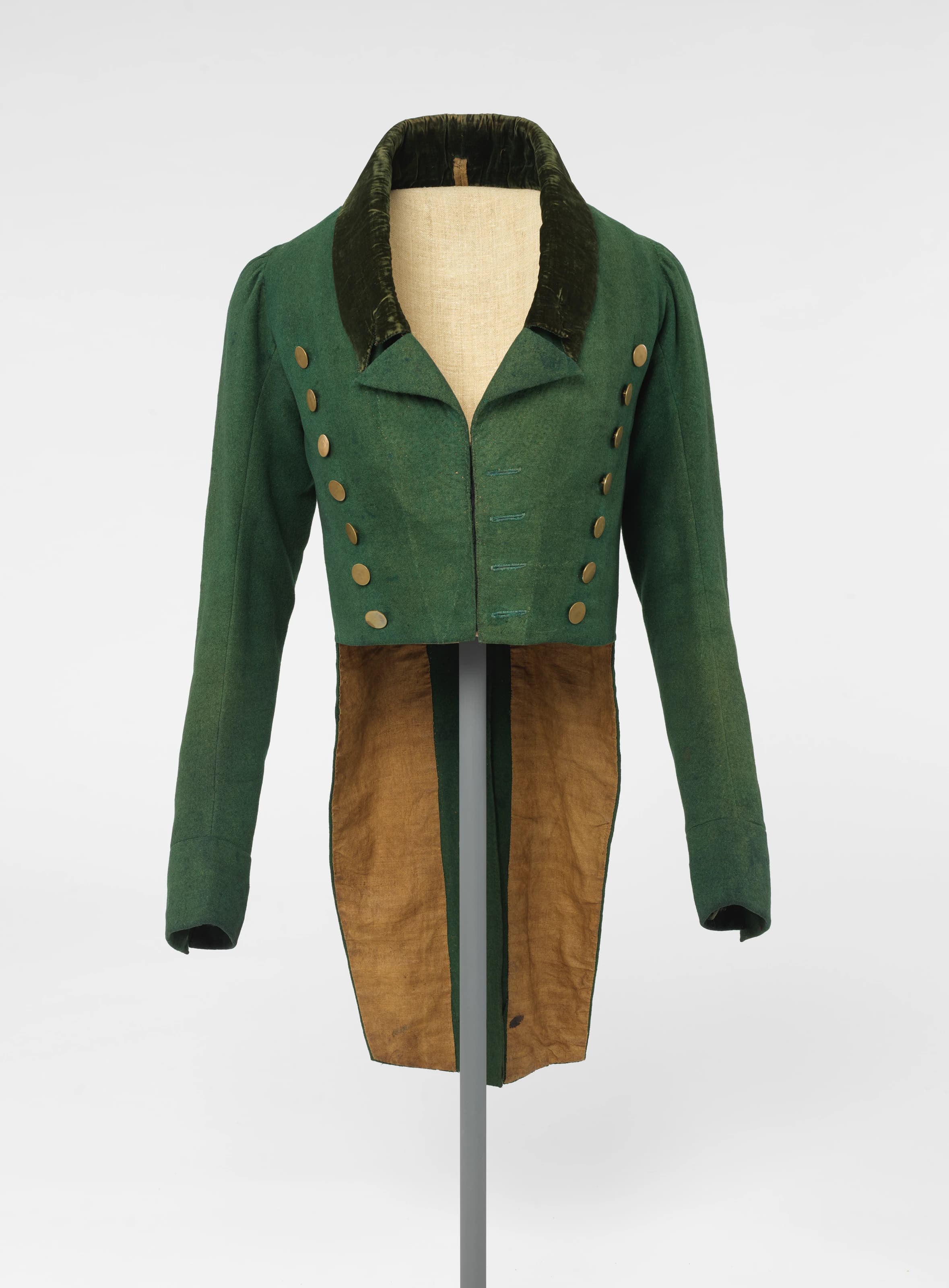 European wool tailcoat dated 1815 to 1820, front view